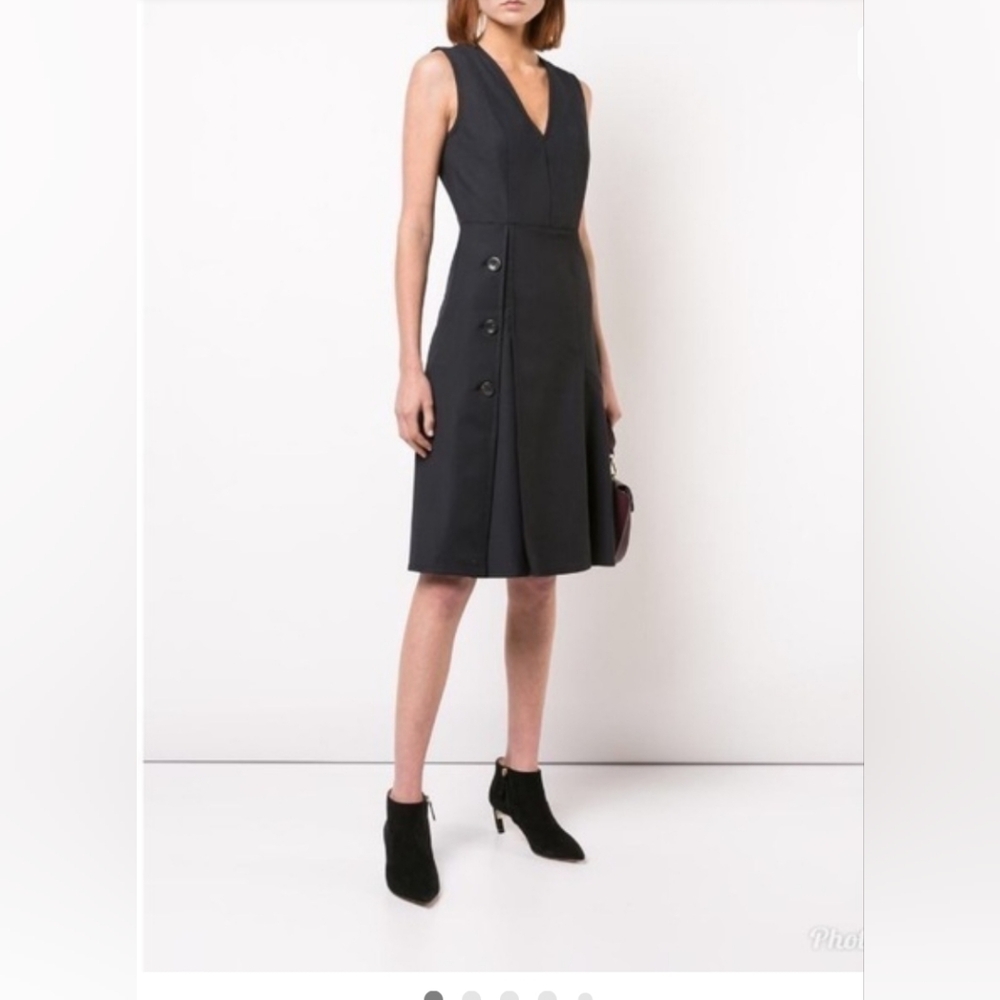 DEREK LAM sleeveless  dark navy coat dress,button details, size 4, NWT